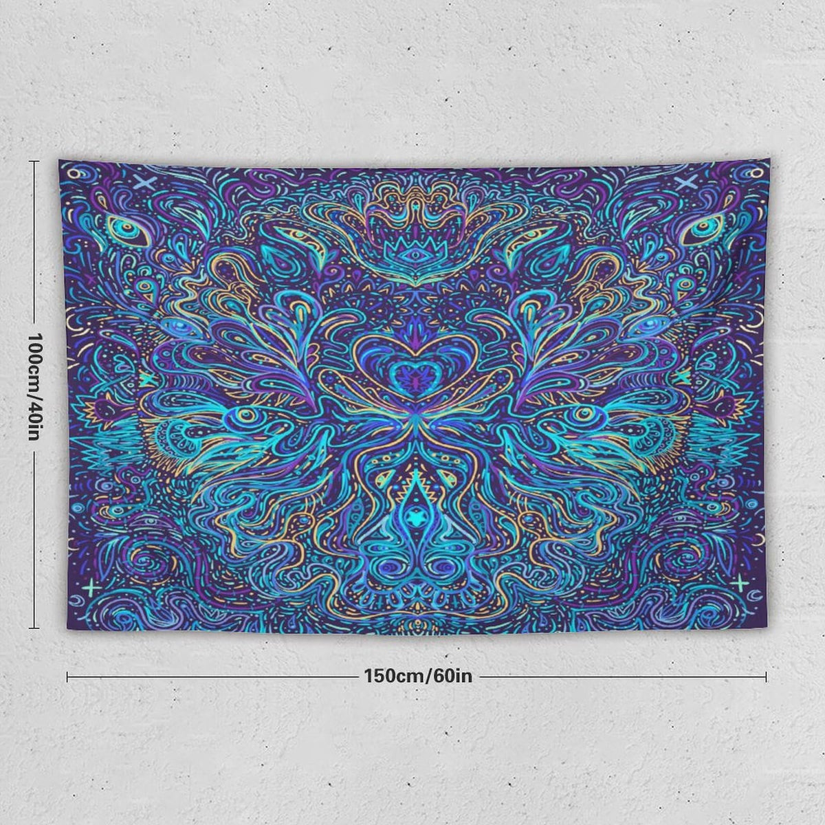 Hippie Bohemian Mandala Tapestry Wall Hanging Indian Gypsy Abstract Flower Floral Texture Print Tapestries Home Decor for Living Room Bedroom Apartment Farmhouse Dorm 40"x60" (40"L x 60"W / Mandala-8)