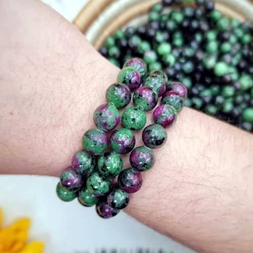 108 Pcs Ruby Zoisite Beads for Jewelry Making 8 MM Colorful Green Imperial Jasper Gemstones Loose Stone Beads (Ruby Zoisite / 8MM, 108pcs)