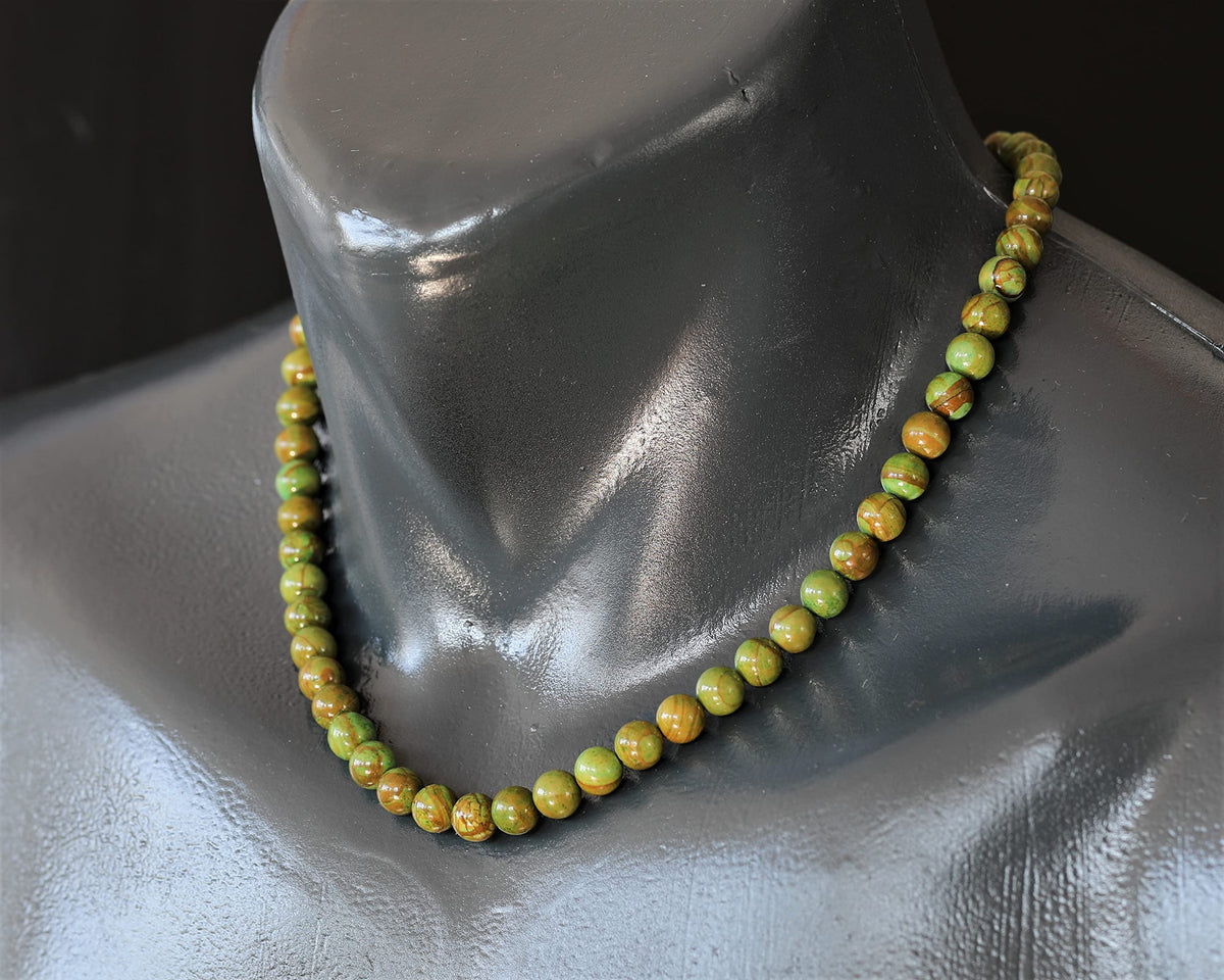 Natural Green Jasper Beaded Choker Necklace (Green Jasper / 14 Inches)