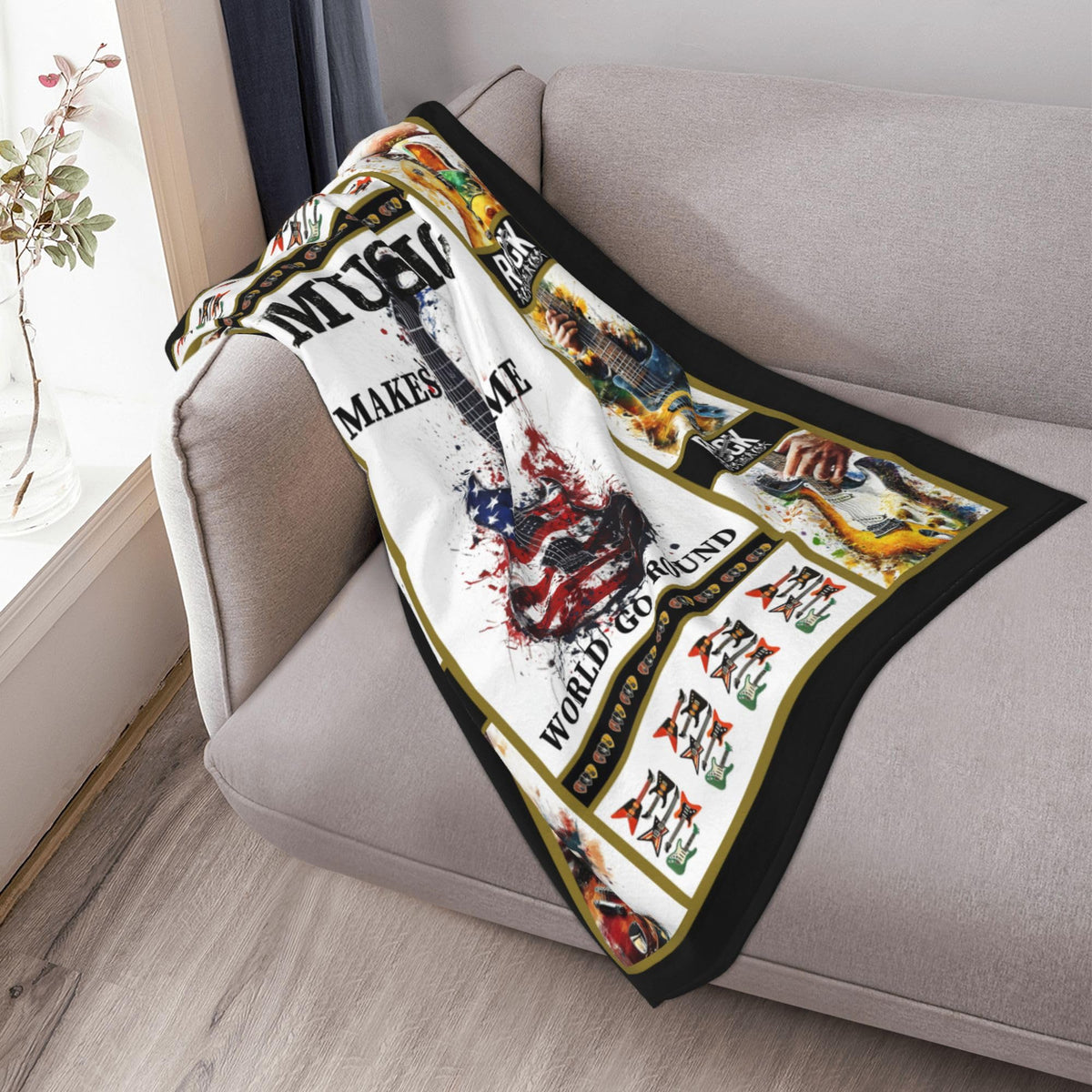 Guitar Fleece Blanket Musical Instrument Gifts Room Decor 50"x60" (Guitar / 50"X60")