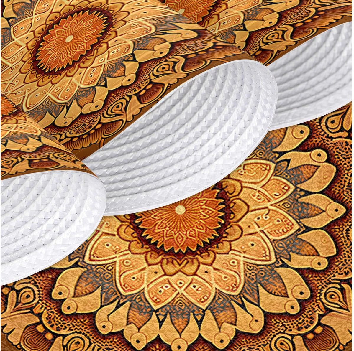 Mandala Woven Placemats Round Placemats Set of 4 Festival Party (A 011 / 4 pieces)