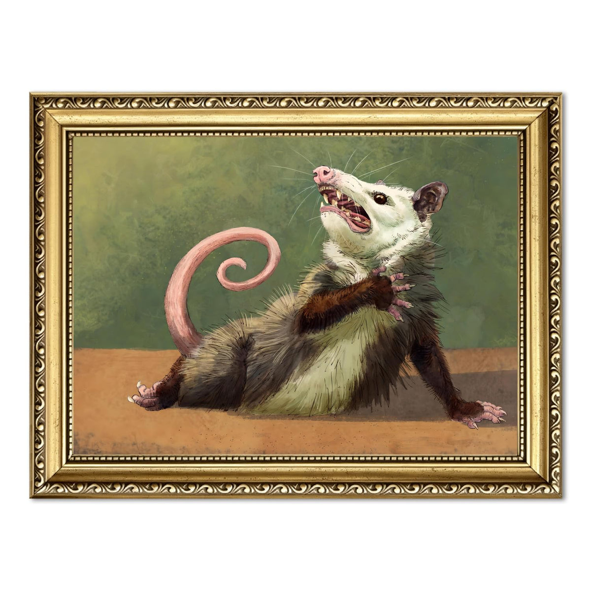 Gold Framed Funny Opossum Wall Art (Gold Framed-B / 24"L x 16"W)