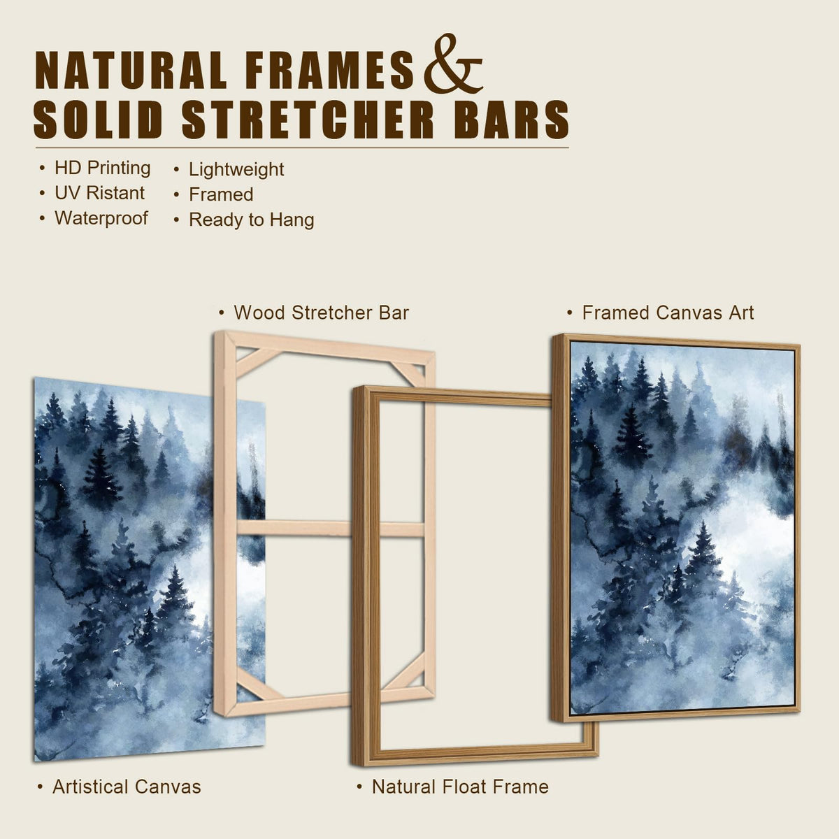 Foggy Forest Framed Wall Art (Blue Grey Foggy Forest / 28"L x 20"W)