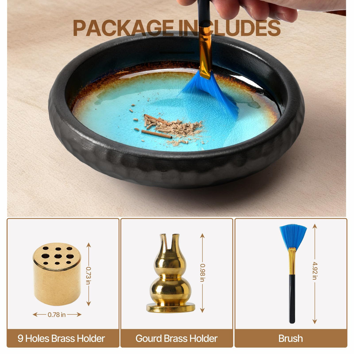 6 Inch Japanese Incense Holder Stick (Crack Blue)