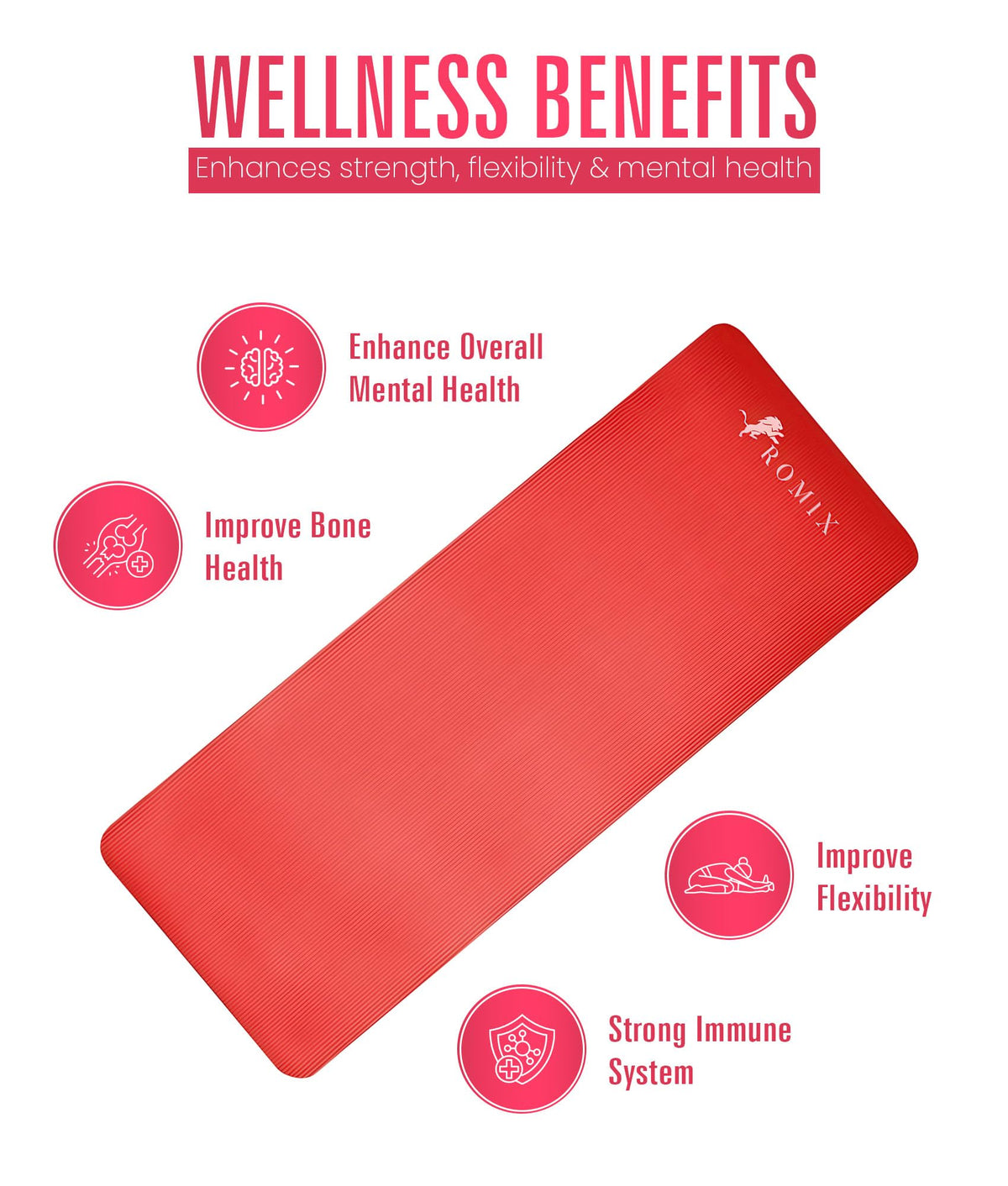 Yoga Mat 10 mm Thick (Red)