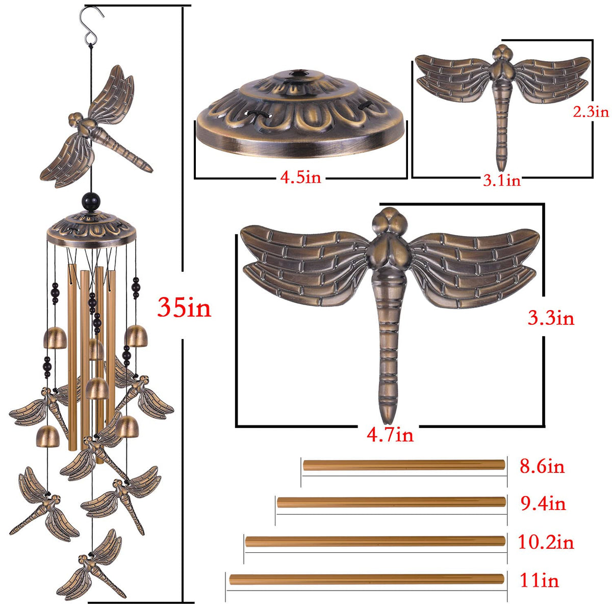 Bronze Dragonfly Wind Chimes