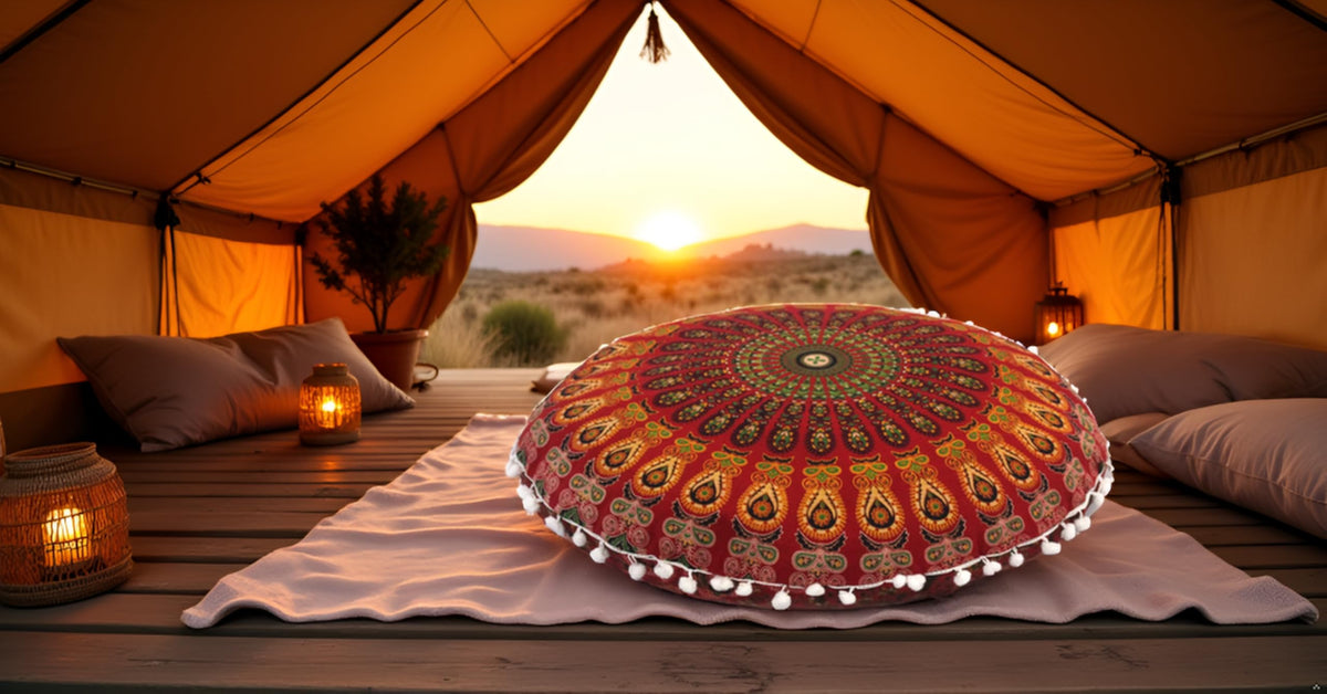 ICC 32 Inch Floor Pillows & Cushion Covers (Red)