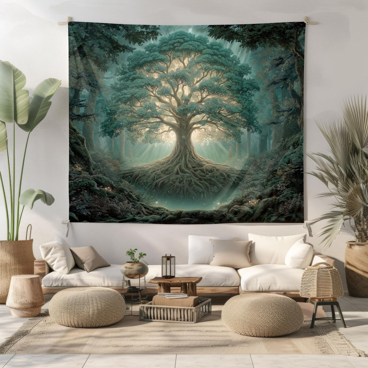 Tree of Life Tapestry 60 x 50 Inch (Mystic Teal)