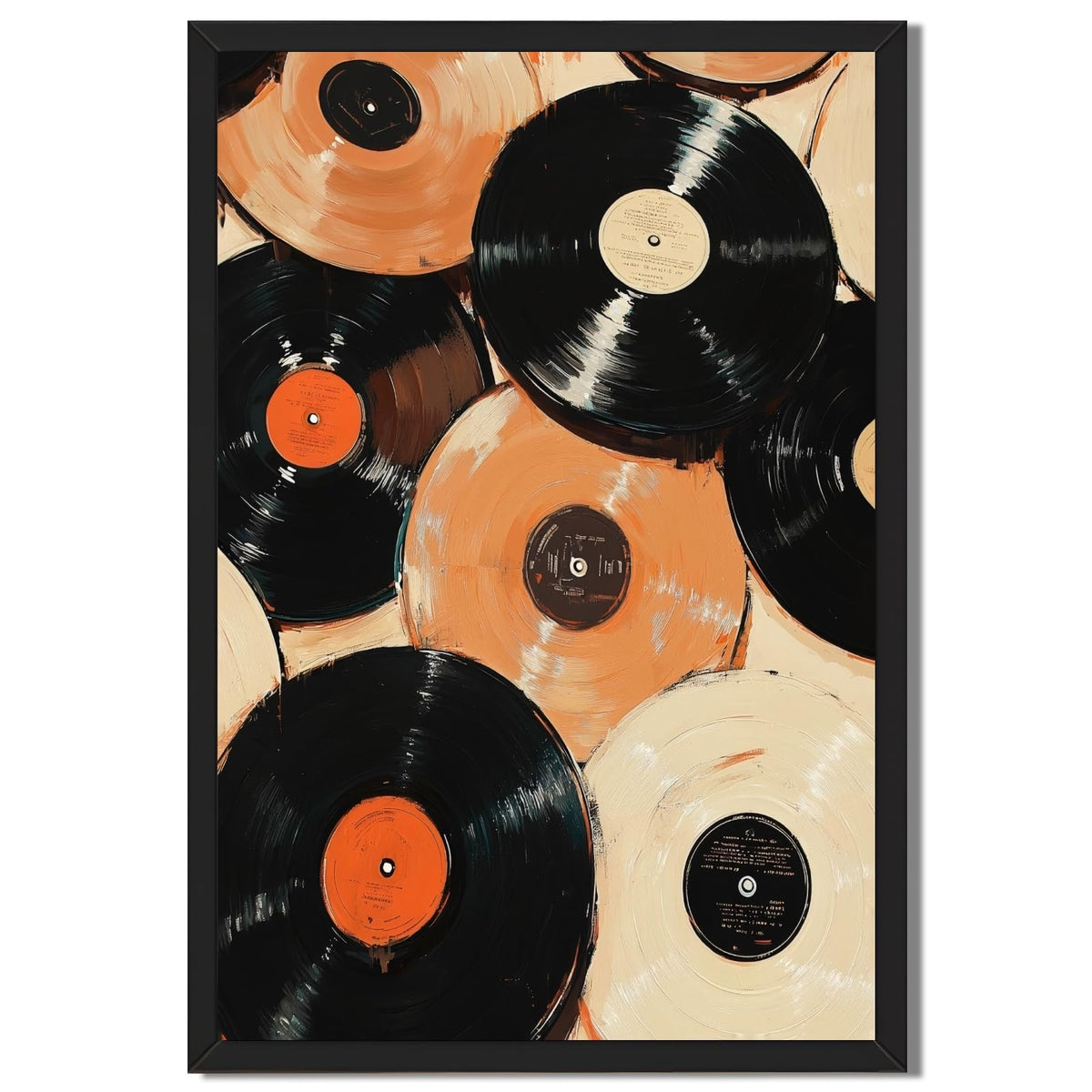 Vintage Record Wall Art Eclectic Wall Decor Retro Music Poster Trendy Vinyl Record Canvas Print Mid Century Music Picture Nostalgic Artwork for Living Room Bedroom Bar 24x36inch Black Frame (24"L x 36"W / style-5 Black Frame)