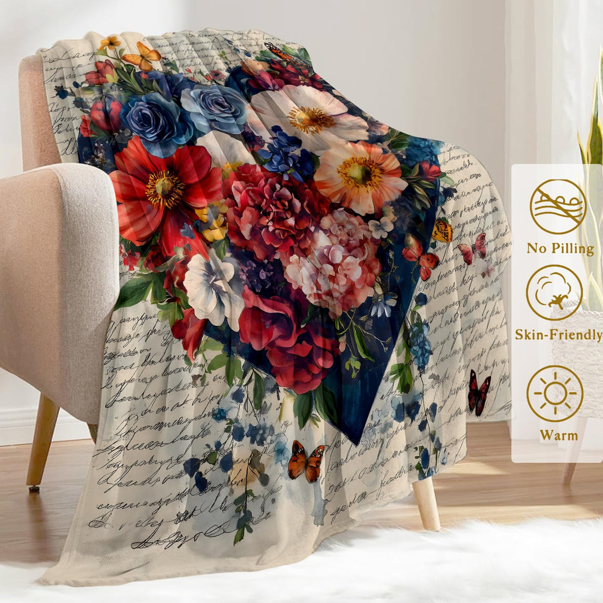 Heart of Love Flannel Blanket (40x50in / Heart)