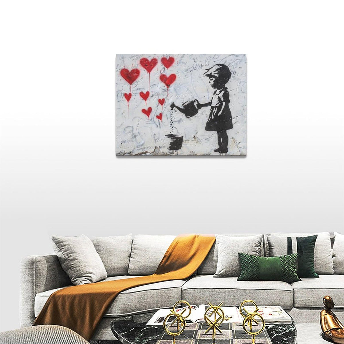 Banksy Girl Wall Art Heart Pictures Street Graffiti Canvas Wall Decor Kids Aesthetic Painting Pop Home Modern Artwork Decorations Framed for Living Room Bedroom Bathroom Office 16 x 12 inch (16"L x 12"W / kids)