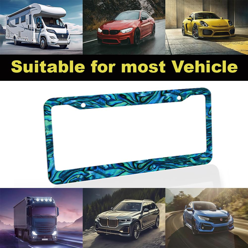 Faux Abalone License Plate Frame for Women 2Pc Car Tag (for Faux Abalone)