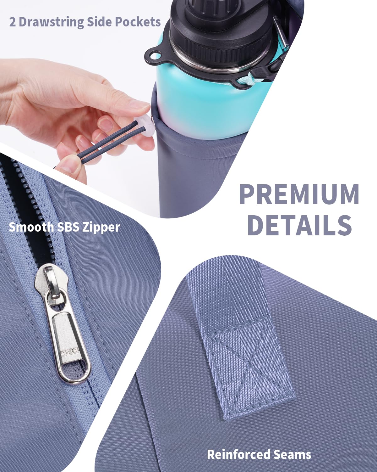 Yoga Mat Bag Tote Gym Bags Water Resistant Yoga Mat Bag Carrier (Blue-Gray)