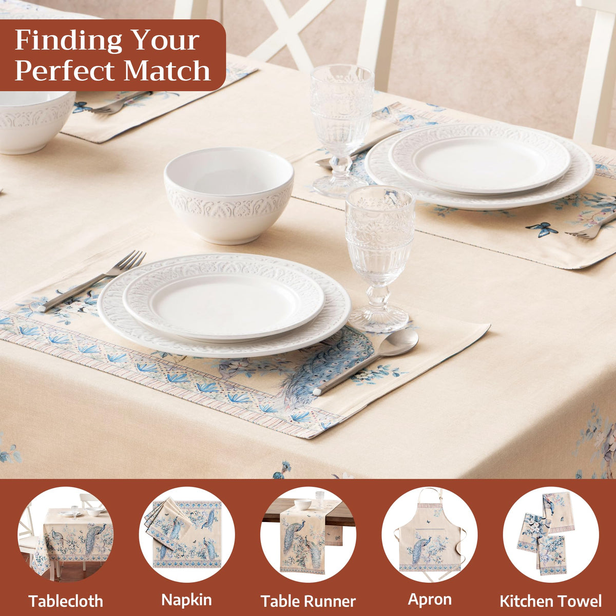 Placemats Set of 4 Reusable 100% Combed Cotton (028 - Peacock Utopia - Sandy Beach / 13" X 19" (Pack of 4))