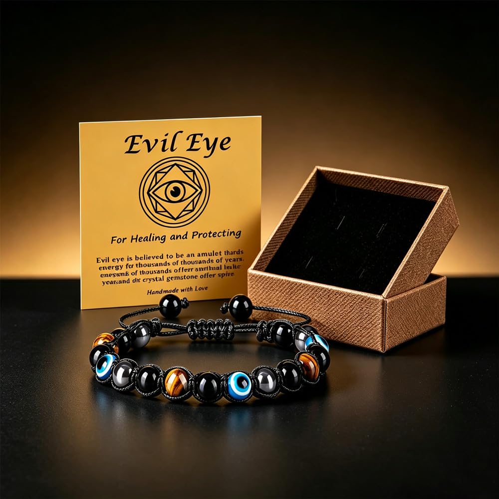 Evil Eye Bracelets for Mens Women (8mm)