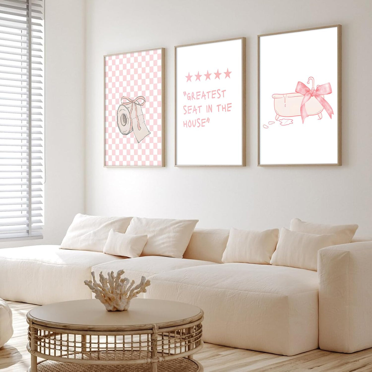 Coquette Pink Bow Canvas Art Prints Paintings Trendy Bathroom Wall Art Decor Aesthetic Set of 3 Preppy Girly Posters Pictures for Girls Bathroom Washroom Restroom 12x16 inch Unframed (Pink Bathroom Art Prints / 12x16 Inch)