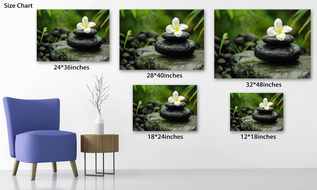 Zen Wall Art Zen Black Stone Canvas Prints for Meditation Office Decor (Zen Stones Canvas Frame-16 / 24"L x 18"W)