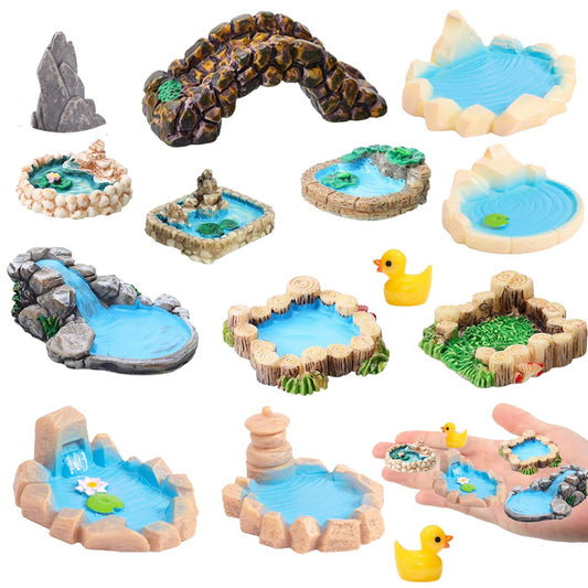 Fairy Garden Pond 15 Pack Mini Ponds Fairy Garden Accessories Brown (Pond-brown)