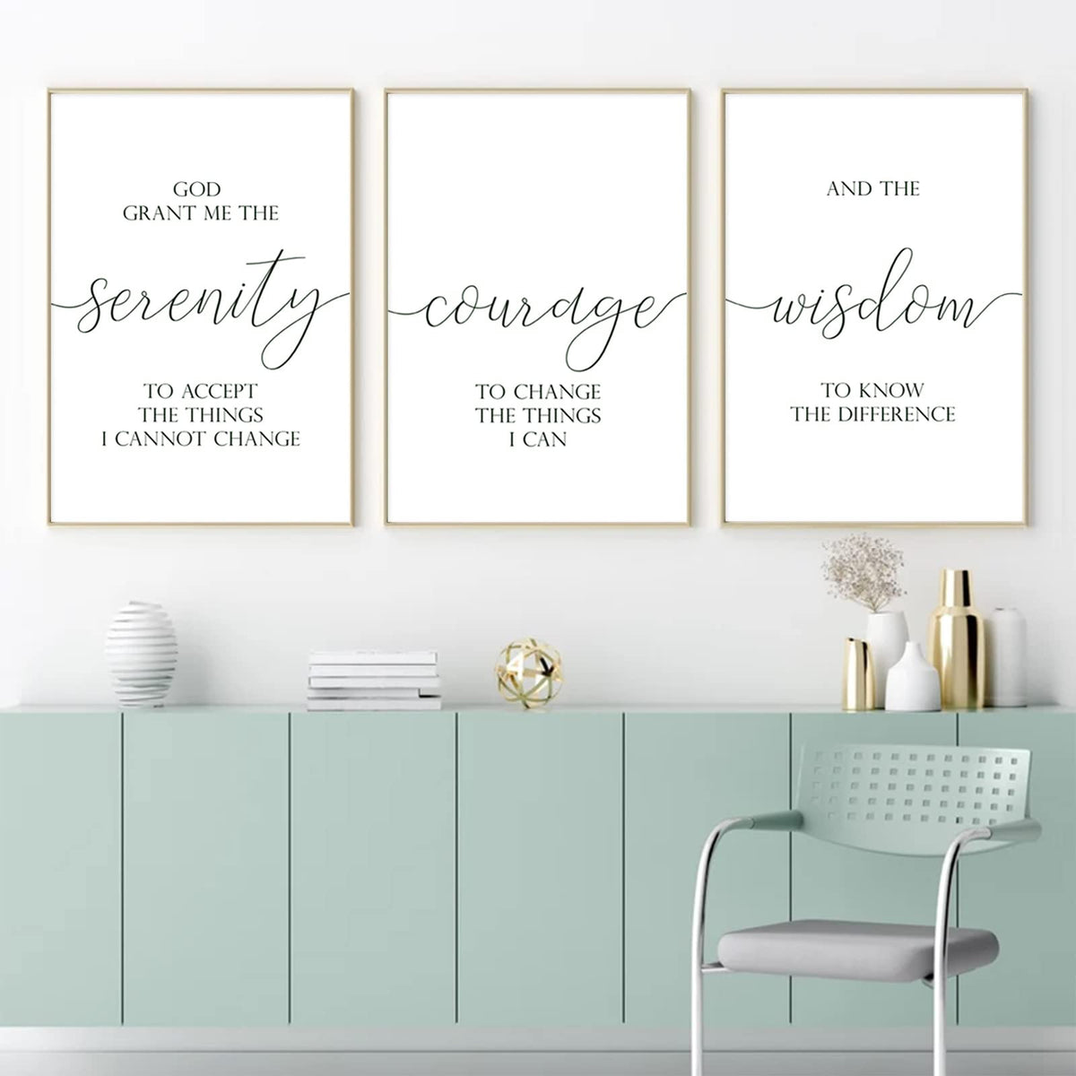 Serenity Prayer Wall Art Decor 3 Pieces Bible Verse Wall Art God Grant Me the Serenity Wall Decor Scripture Art Prints Christian Quotes Canvas Picture for Living Room Bedroom 12x16 Inch Unframed (Unframed / Serenity Prayer Prints / 16"L x 12"W)