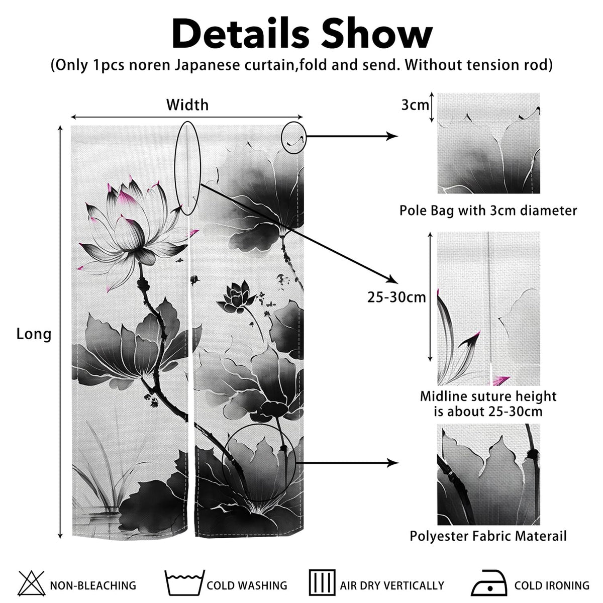 Japanese Noren Doorway Curtain (Grey)