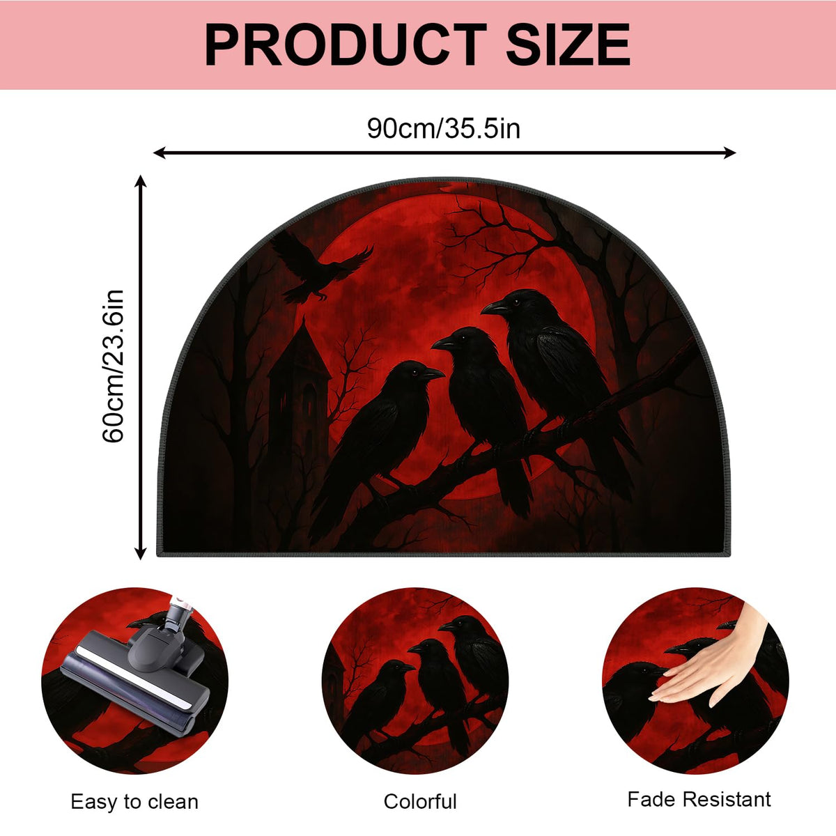 Halloween Semicircular Entrance Door Mat 24" x 36" (#33 / 2' x 3' (Semicircular))