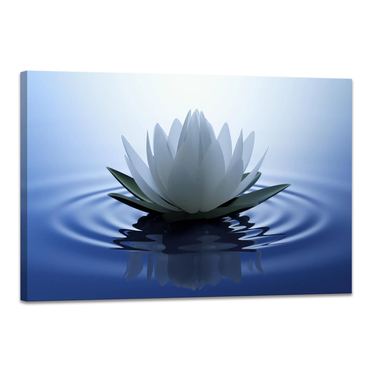 White Lotus Wall Art Canvas Pictures Print Spiritual Meditation Artwork Poster for Yoga Room Bathroom Zen Spa Photo Decor Framed Ready to Hang (24"L x 36"W / Lotus 05)