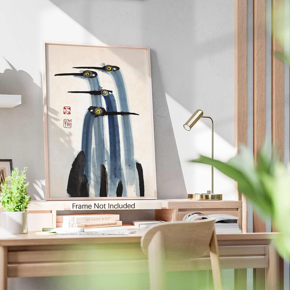 Vintage Japanese Crane Poster Antique Asian Bird Canvas Wall Art Blue Minimalist Animal Watercolor Prints for Country Farmhouse Wall Decor for Living Room Study Office 16x20 inch Unframed (Unframed / Japanese Decor / 20"L x 16"W)
