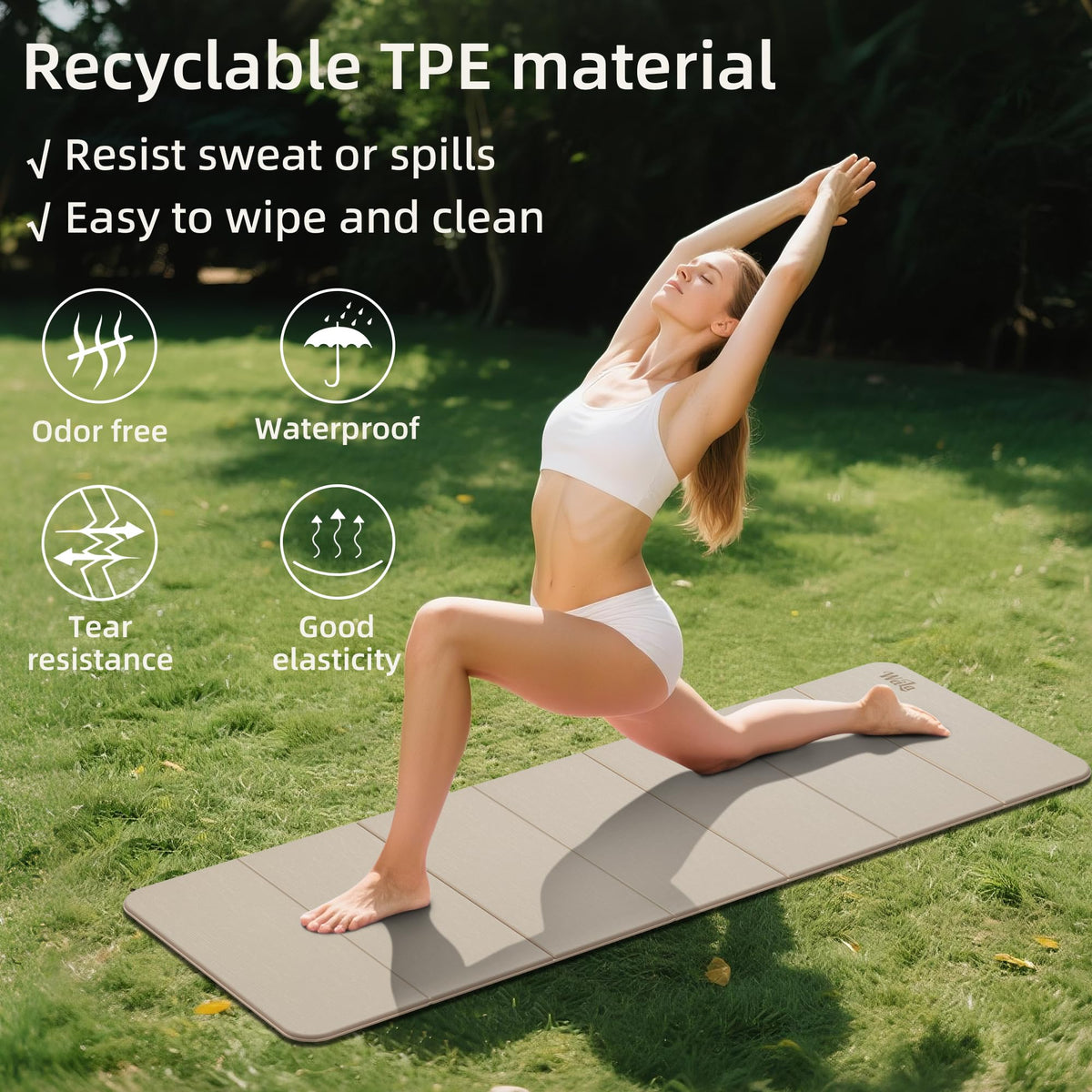 1 2 Inch 70"x24" Foldable TPE Yoga Mat (Cinnamon)