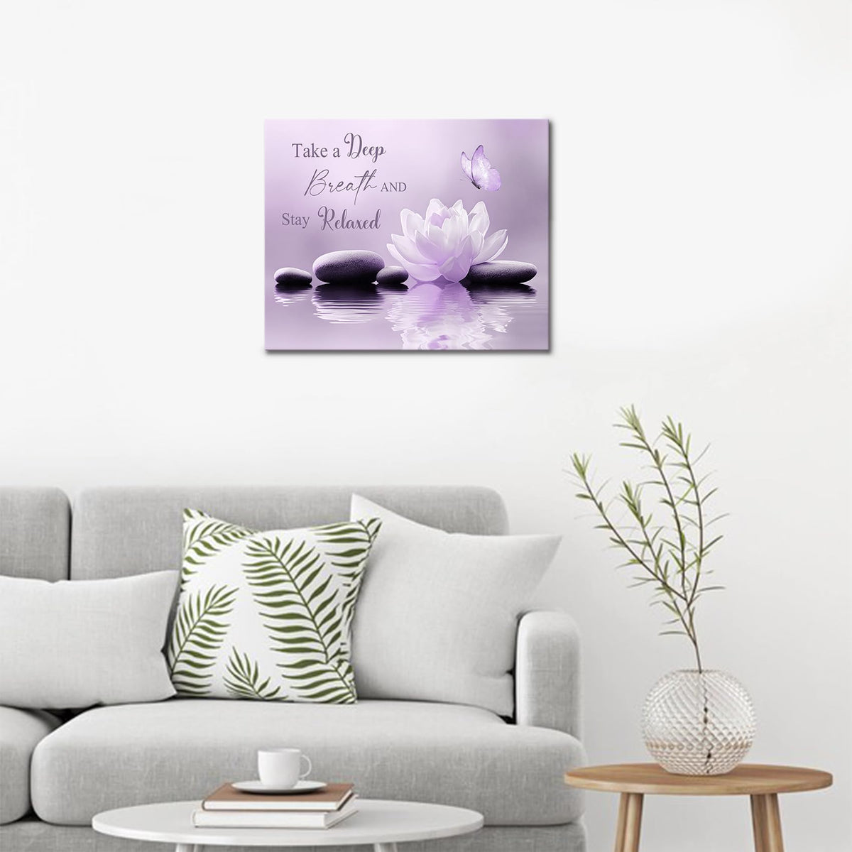 Zen Stone Wall Art for Bathroom (16"L x 20"W / Purple)