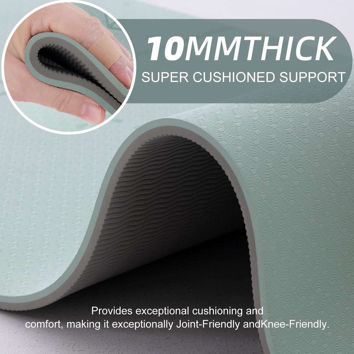 Yoga Mat for Women Men (72"x24"x2/5" / Matcha Green & Gray)