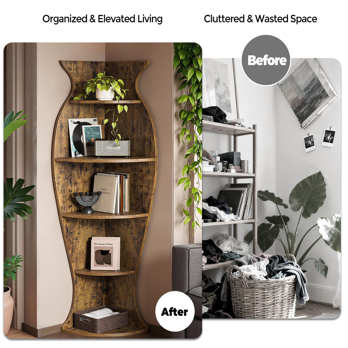 Small Corner Shelf (Brown / 71" H)