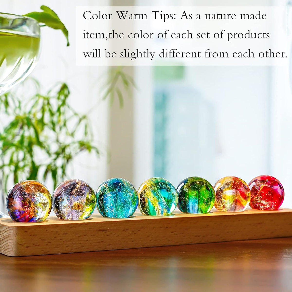 7 Chakra Crystals Spheres Set Crystal Healing Balls Night Light (Modern)