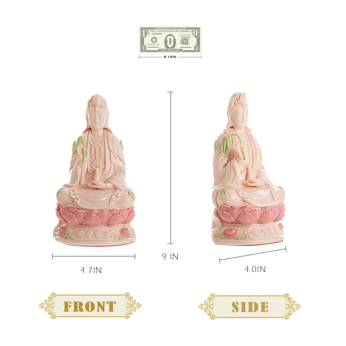 Porcelain Guan Yin Statue (Pink / Small)