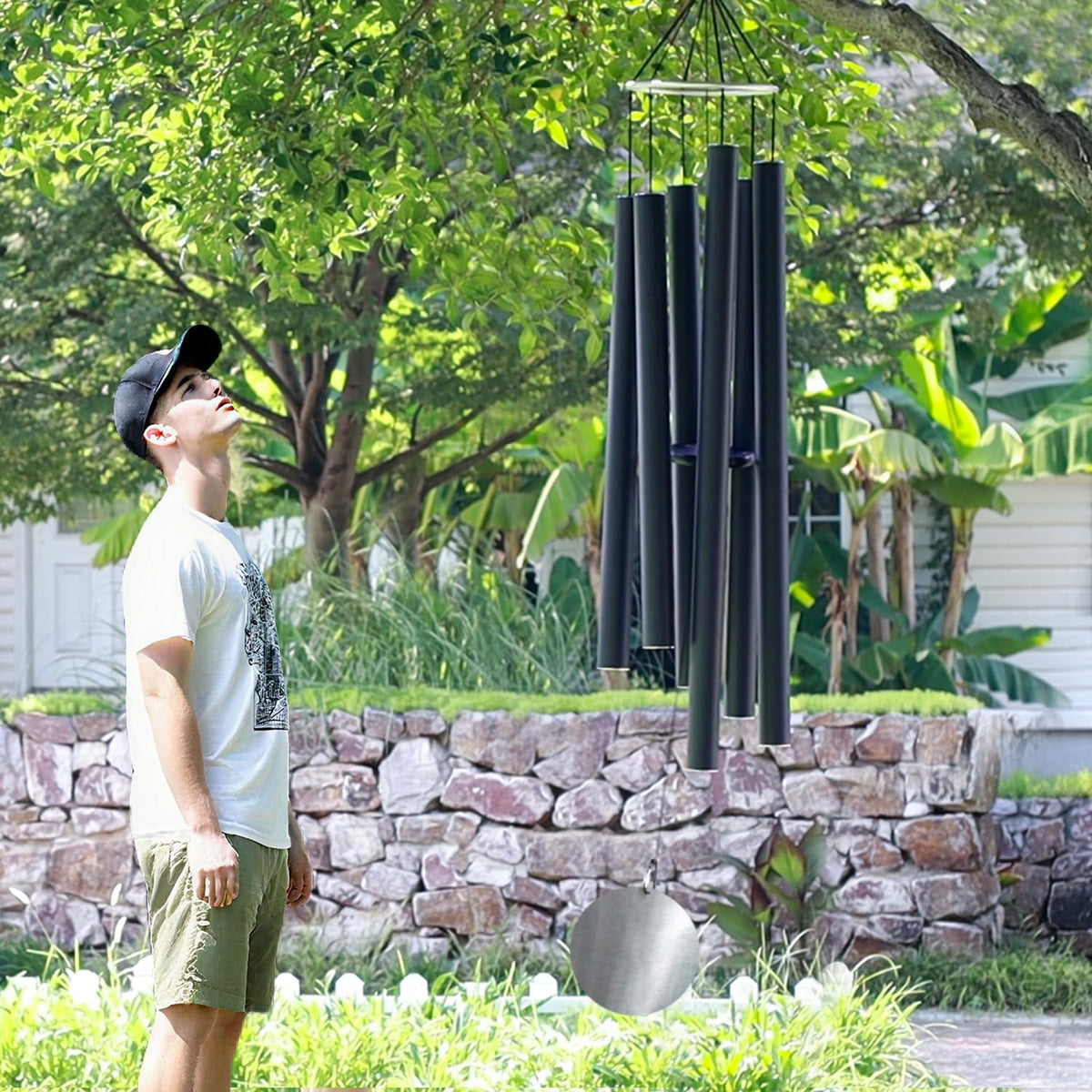 78 Inch Wind Chimes for Outside with 6 Tubes Tuned Relaxing Melody (78”-Black)