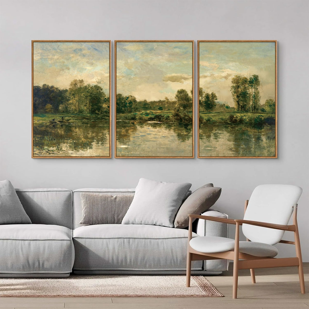 Vintage Nature Framed Canvas Wall Art Set of 3 (French Country / 36"L x 24"W)