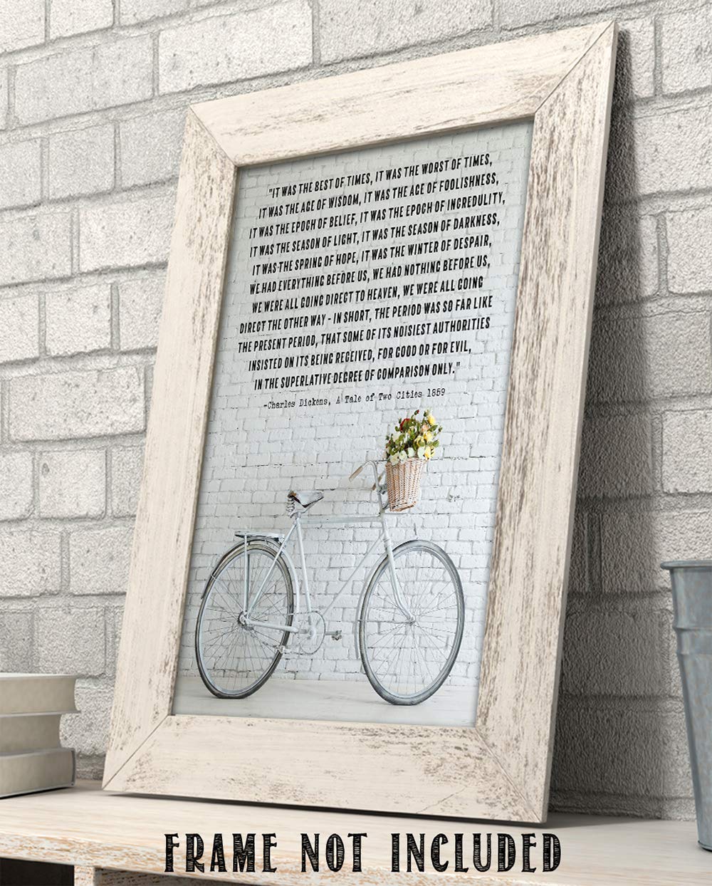 Charles Dickens Inspirational Quotes Wall Art Decor (Vintage Bike)