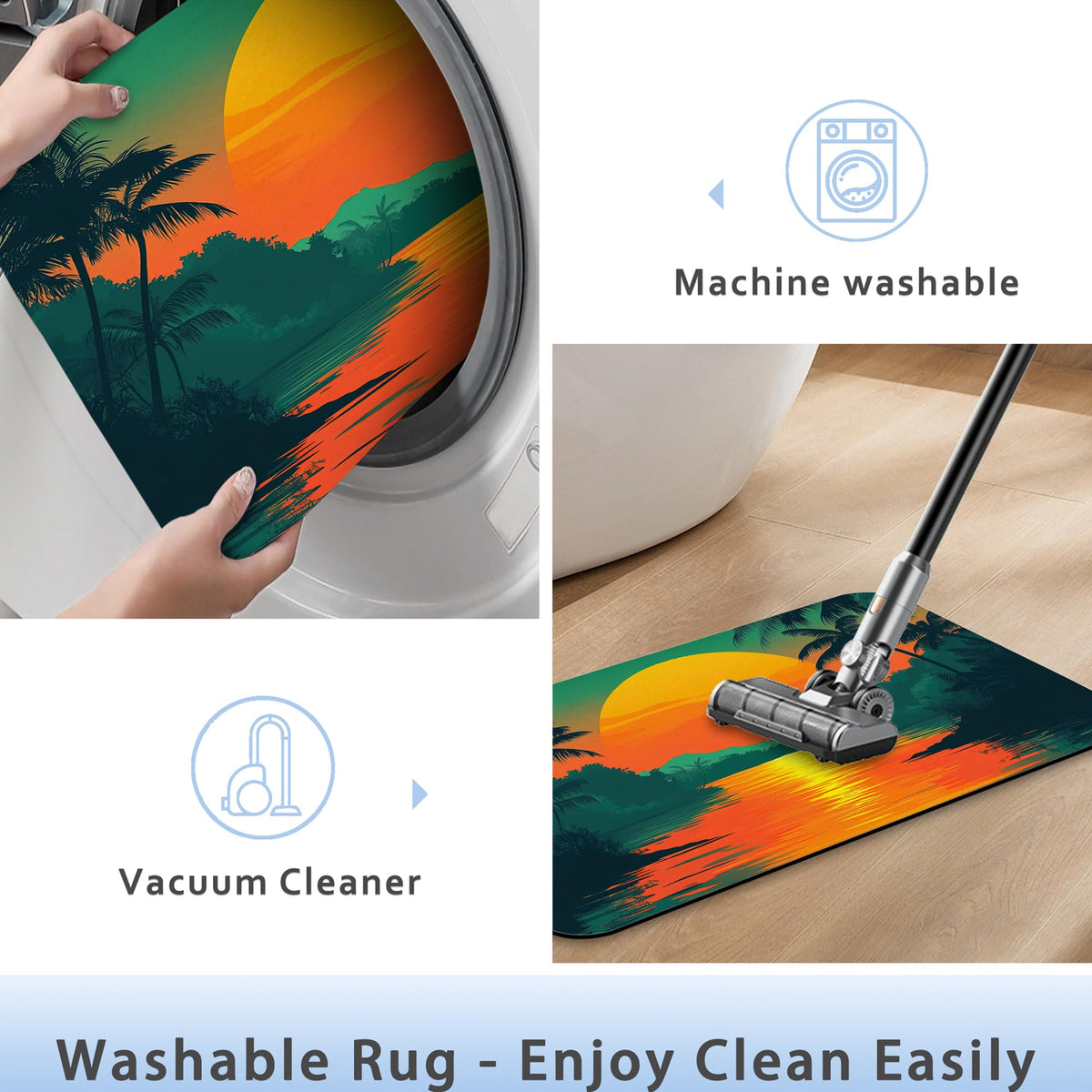 Abstract Nature View Bathroom Rug 29.5"x17" (Tropical Sunset Plam)