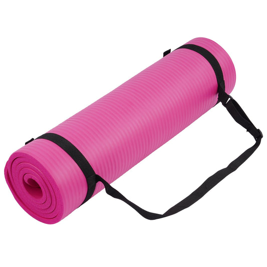 1/2-inch Thick High Density Exercise Yoga Mat with Carrying Strap (Pink)