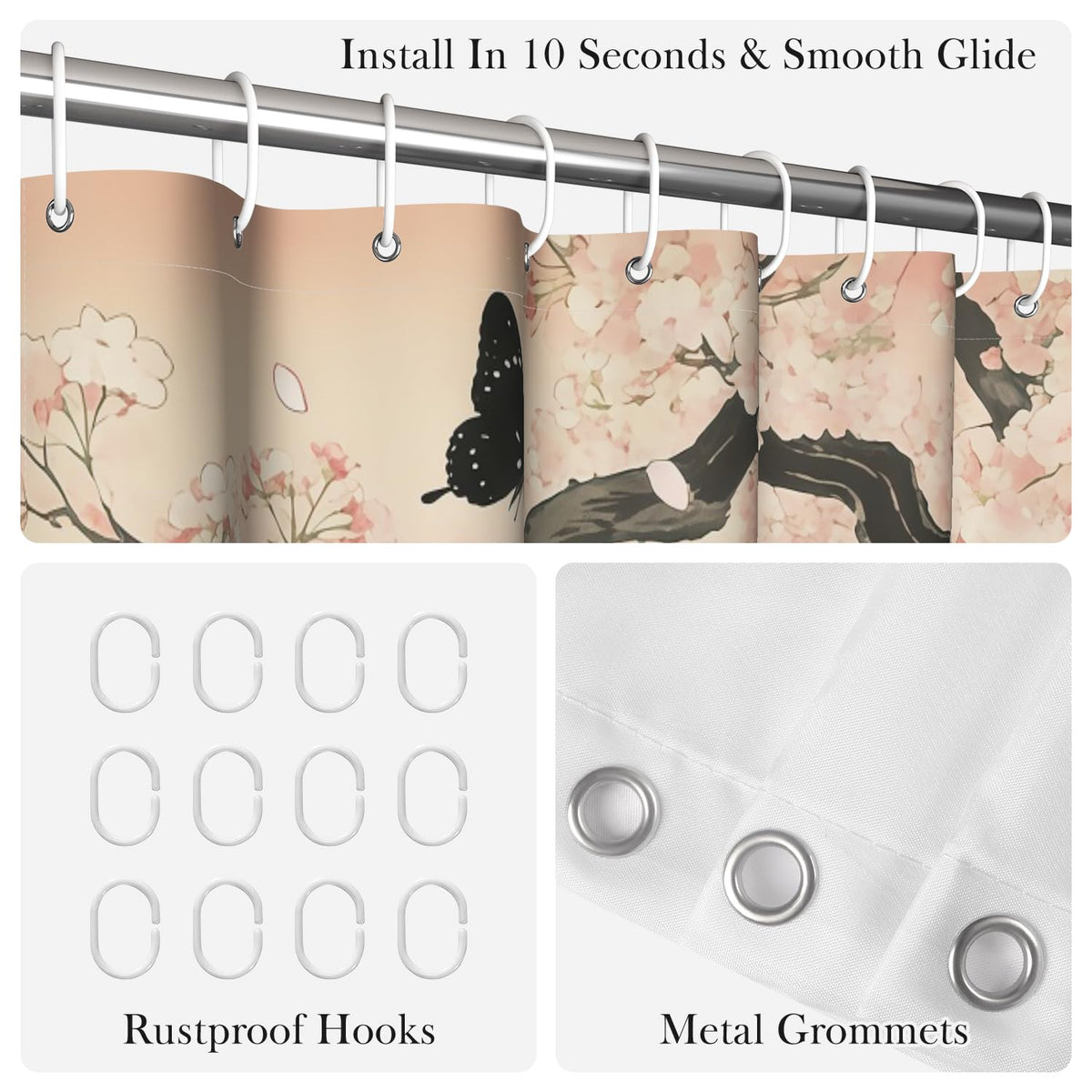 Japanese Garden Shower Curtain with Hooks (Fantastical Landscape-b / 72"W x 78"L (Pack of 1))