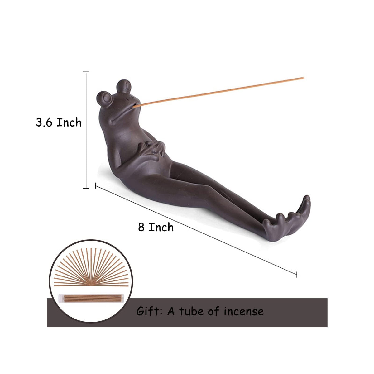 Frog Incense Holder (Frog(8"L x 3.6"Th))