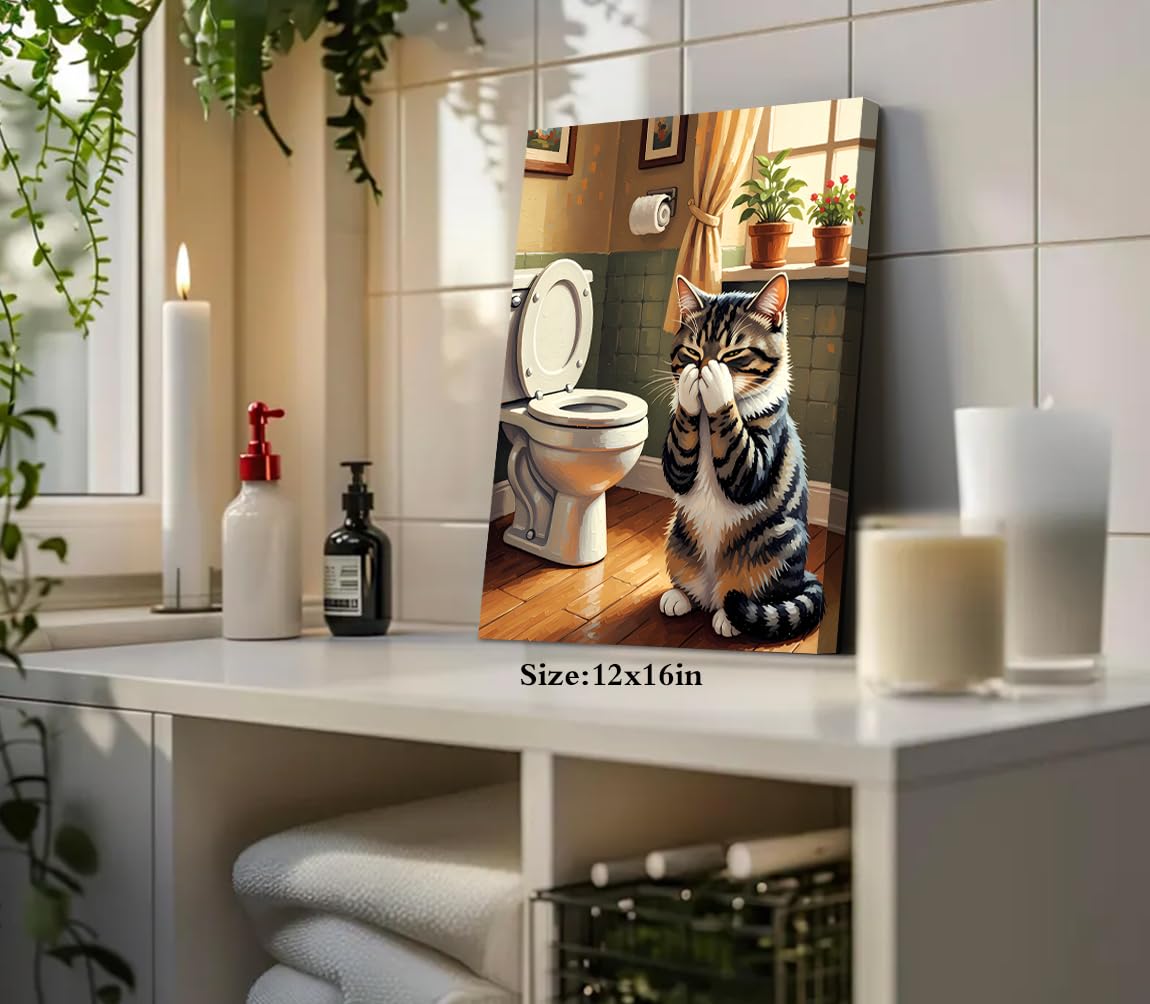 Funny Cat Bathroom Wall Art Prints Poster (Funny Cat Bathroom Wall Art Prints Poster)
