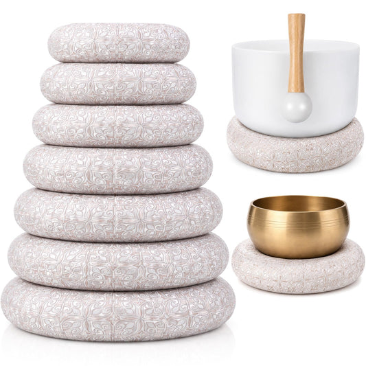 7 Pcs Singing Bowl Cushion Set Sound Bowl Cushion Pillow (Sliver)