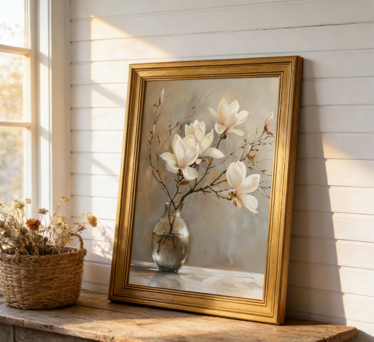 Vintage Gold Framed Wall Art Bathroom Floral Posters Prints Bathrooms Vase Canvas Wall Decor for Bedroom Living room Painting Pictures 16x24 Inches (Bathroom Floral Framed / 24"Lx16"W)