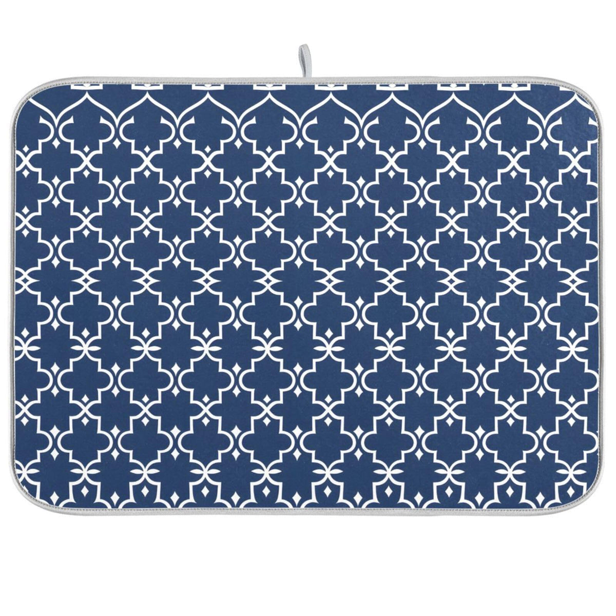 Super Absorbent Dish Drying Mat Microfiber Fast (Navy Blue Moroccan / 18" x 24")
