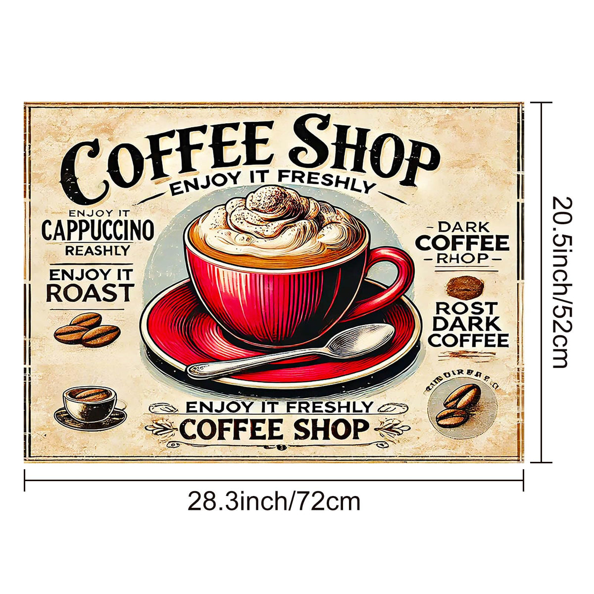 Stove Top Cover 28x20 Coffee Shop Vintage Heat Resistant Mat