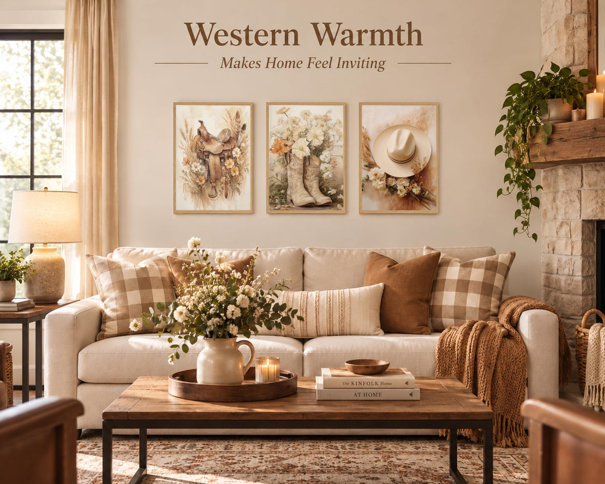 3PCS Trendy Preppy Western Cowgirl Aesthetic Canvas Wall Art Unframed (Cowgirl / 16"L x 12"W-Unframed)