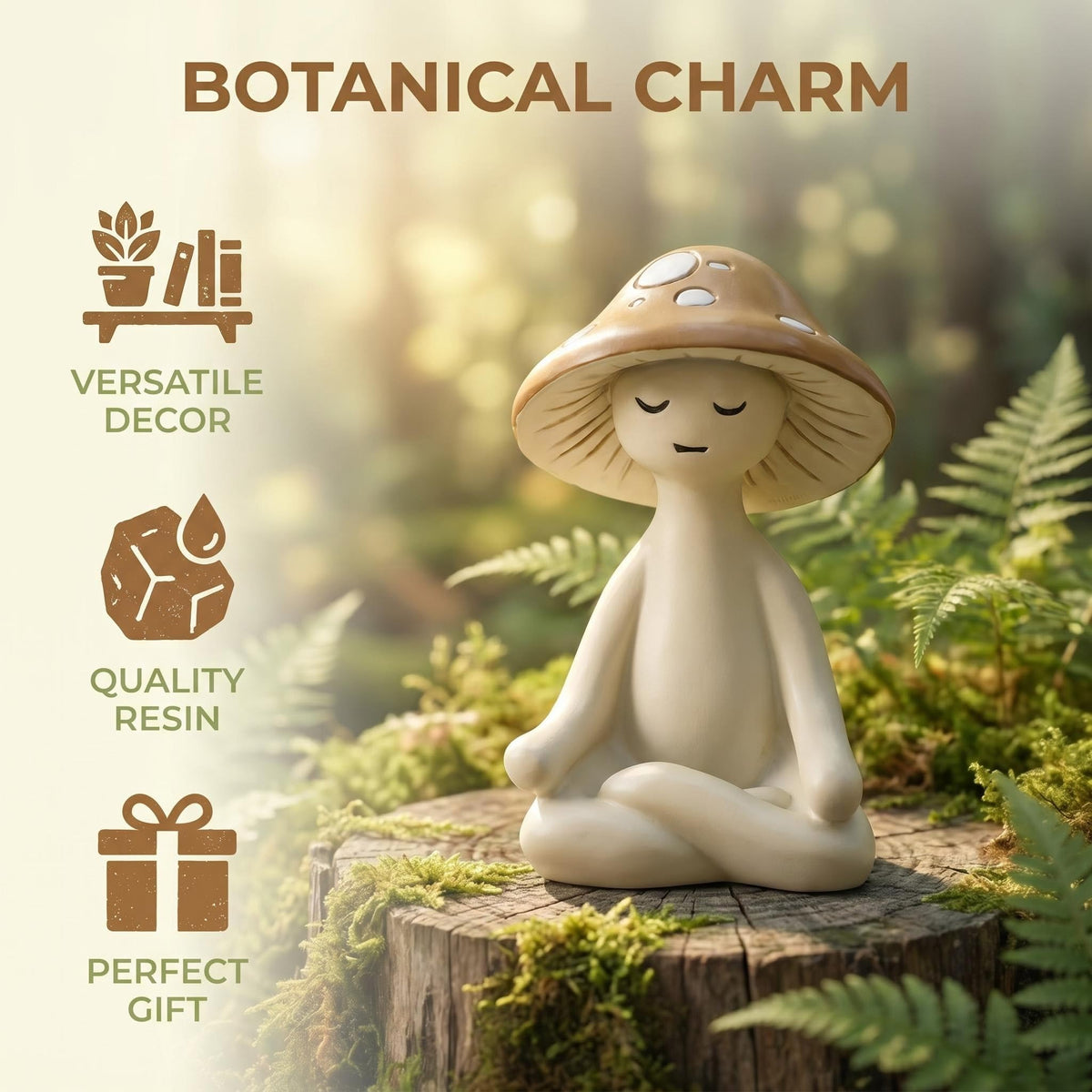 Meditation Mushroom Figurine Resin