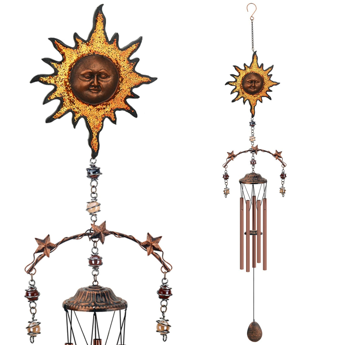Sun Wind Chimes for Outside (Yellow Sun)
