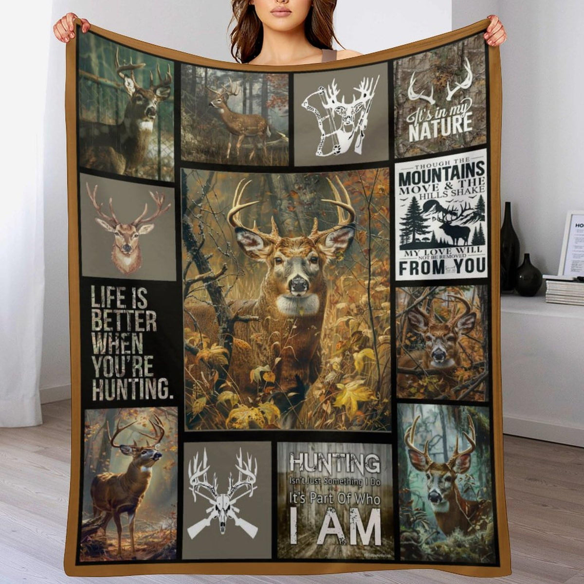 Deer Hunting Blanket Gifts for Men Hunter Elk Deer Lovers Decor Pictures Blanket Super Soft Cozy Forest Fleece for Sofa Bed Camping 50"x60" (50"x60" / Deer)