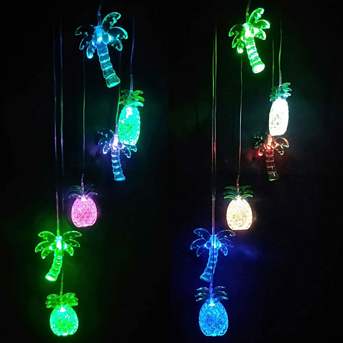 Solar Coconut Tree Pineapple LED Wind Chimes Outdoor